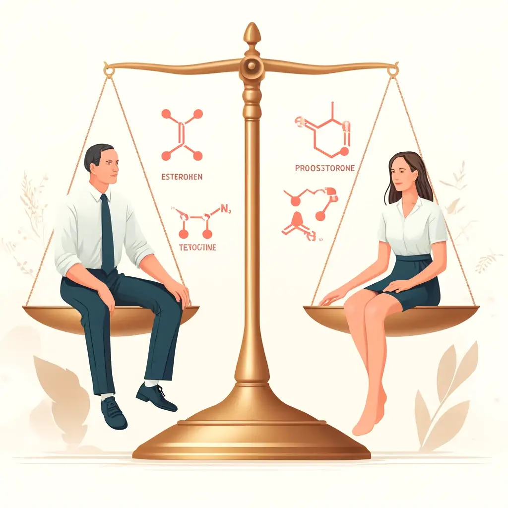یک مرد و یک زن در وضعیت متعادل هورمونی